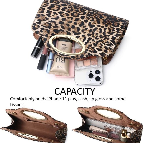 Clutch Purses for Women Cut Out Handle Clutch PU Leather/Straw Evening Bag for W - Picture 6 of 9